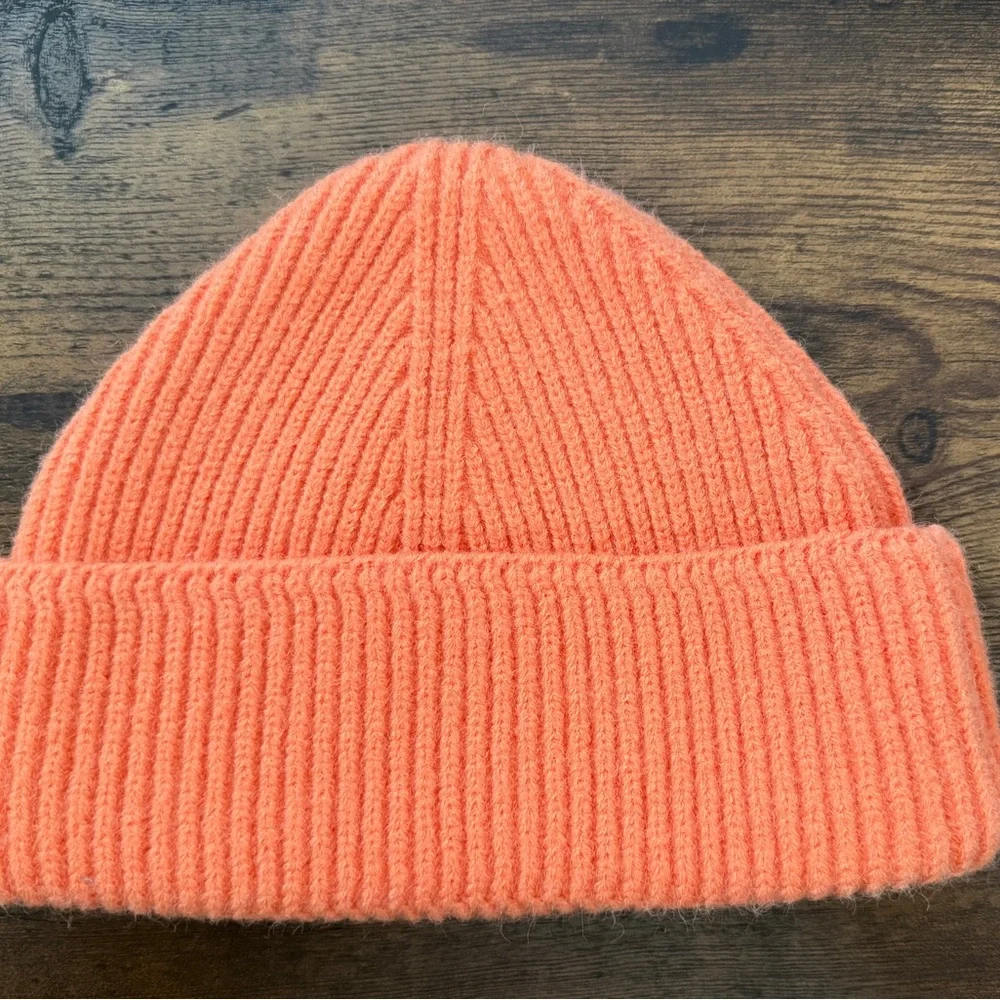 Smiley Face Orange Knit Beanie - Picture 2 of 2